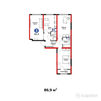 ЖК Arman Qala — 3-ком 86.9 м² (от 25,722,400 тг)