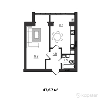 ЖК Рахмет — 1-ком 47.7 м² (от 10,964,100 тг)