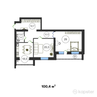 ЖК Рахмет — 2-ком 100.4 м² (от 23,092,000 тг)