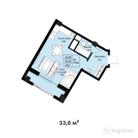 ЖК Мирадж — 1-ком 33.6 м² (от 13,440,000 тг)