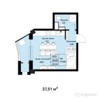 ЖК Мирадж — 1-ком 37.5 м² (от 15,004,000 тг)