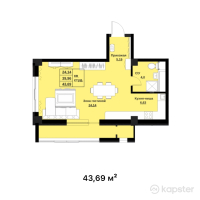 ЖК Мирадж — 1-ком 43.7 м² (от 17,476,000 тг)