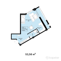 ЖК Мирадж — 1-ком 53.6 м² (от 21,424,000 тг)