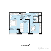 ЖК Мирадж — 2-ком 48.9 м² (от 19,568,000 тг)