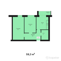 ЖК Alatau Park — 2-ком 59.3 м² (от 23,423,500 тг)