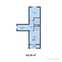 ЖК Diana — 2-ком 59.4 м² (от 16,917,600 тг)