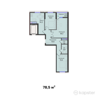 ЖК Kokshebel — 3-ком 78.5 м² (от 29,437,500 тг)