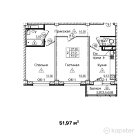 ЖК Jana Arbat — 2-ком 52 м² (от 22,866,800 тг)