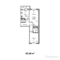 ЖК Jana Arbat — 2-ком 53.3 м² (от 23,434,400 тг)