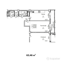 ЖК Jana Arbat — 2-ком 63.5 м² (от 27,922,400 тг)