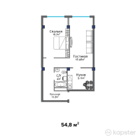 ЖК Orda City — 2-ком 54.8 м² (от 19,180,100 тг)