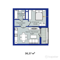 ЖК Turan Palace — 1-ком 36.4 м² (от 15,275,400 тг)