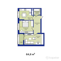 ЖК Turan Palace — 2-ком 64.6 м² (от 27,132,000 тг)