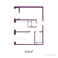 ЖК Aman — 2-ком 53,5 м² (null)