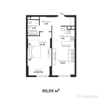 ЖК Dara Residence — 2-ком 60.1 м² (от 54,345,250 тг)