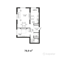 ЖК Dara Residence — 2-ком 78.9 м² (от 71,404,500 тг)