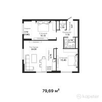 ЖК Dara Residence — 2-ком 79.7 м² (от 72,119,450 тг)