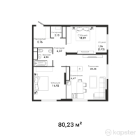 ЖК Dara Residence — 2-ком 80.2 м² (от 72,608,150 тг)