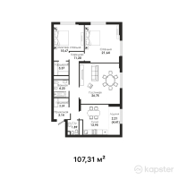 ЖК Dara Residence — 3-ком 107.3 м² (от 97,115,550 тг)