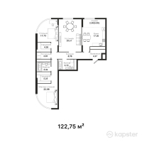 ЖК Dara Residence — 3-ком 122.8 м² (от 111,088,750 тг)