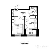 ЖК Sardar City — 1-ком 37.7 м² (от 15,076,000 тг)