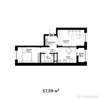 ЖК Sardar City — 2-ком 57.6 м² (от 23,036,000 тг)