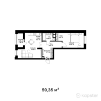 ЖК Sardar City — 2-ком 59.4 м² (от 23,740,000 тг)