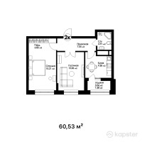 ЖК Sardar City — 2-ком 60.5 м² (от 24,212,000 тг)