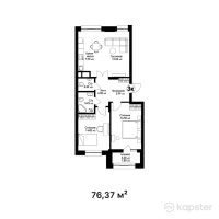 ЖК Sardar City — 3-ком 76.4 м² (от 30,548,000 тг)