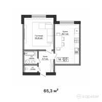 ЖК Asyl Park — 1-ком 65.3 м² (от 24,814,000 тг)