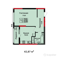 ЖК BUQAR JYRAU EXCLUSIVE — 1-ком 42.9 м² (от 20,189,669 тг)