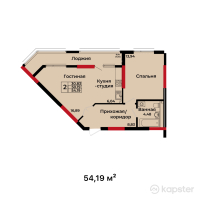 ЖК BUQAR JYRAU EXCLUSIVE — 3-ком 54.2 м² (от 25,520,834 тг)