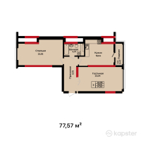 ЖК BUQAR JYRAU EXCLUSIVE — 2-ком 77.6 м² (от 36,531,669 тг)