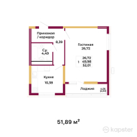 ЖК Altyn Säulet — 1-ком 51.9 м² (от 17,022,411 тг)