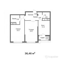 ЖК Esil Riverside — 1-ком 36.5 м² (от 29,500,005 тг)