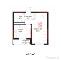 ЖК Buqar Jyraý — 1-ком 40,1 м² (null)