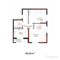 ЖК Buqar Jyraý — 2-ком 69,4 м² (null)