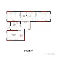 ЖК Buqar Jyraý — 3-ком 89,2 м² (null)