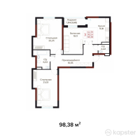ЖК Buqar Jyraý — 3-ком 98,4 м² (null)