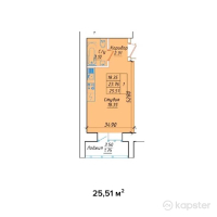 ЖК Гималай — 1-ком 25.5 м² (от 8,928,600 тг)