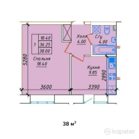 ЖК Гималай — 1-ком 38 м² (от 12,540,000 тг)