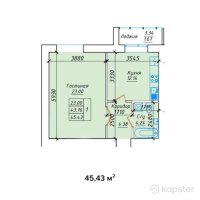 ЖК Гималай — 1-ком 45.4 м² (от 14,991,900 тг)