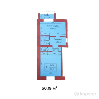 ЖК Уют — 1-ком 56.2 м² (от 17,418,900 тг)