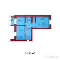 ЖК Уют — 2-ком 71.4 м² (от 22,118,600 тг)