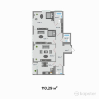 ЖК Asylym — 3-ком 110.3 м² (от 56,799,500 тг)