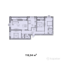 ЖК Eva — 4-ком 118.9 м² (от 63,632,900 тг)