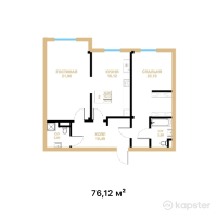 КД Tau Residence — 2-ком 76.1 м² (от 60,896,000 тг)