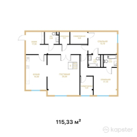 КД Tau Residence — 3-ком 115.3 м² (от 92,264,000 тг)
