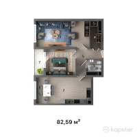 ЖК Ilan Tower — 2-ком 82.6 м² (от 46,250,400 тг)