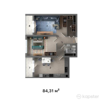 ЖК Ilan Tower — 2-ком 84.3 м² (от 47,213,600 тг)